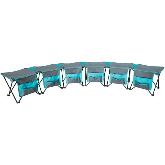 Creative Outdoor Distributor 6-Person Curved Plastic Folding Bench- Teal