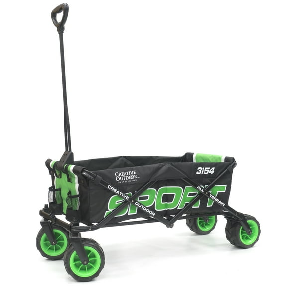 Creative Outdoor Durable All Terrain Folding Wagon 150lb Capacity Sport Edition, Green