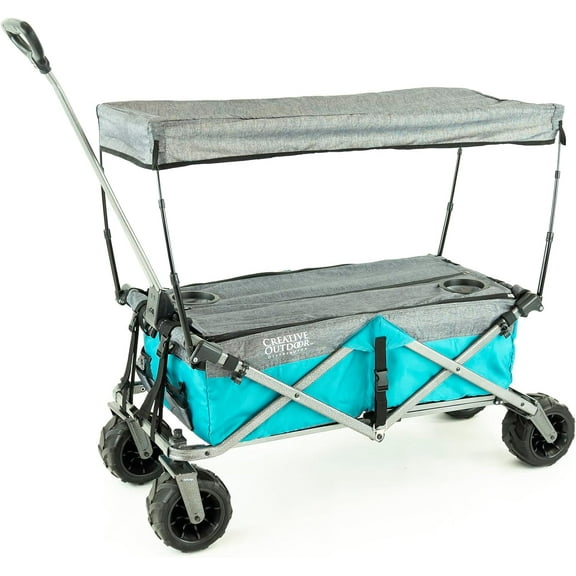 Creative Outdoor Foldable Wagon, 150 lbs Capacity, Earth Teal