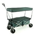 thumbnail image 1 of Creative Outdoor Foldable Wagon with Canopy and All Terrain Wheels, 150lbs Weight Capacity, Forest Diamond, 1 of 5