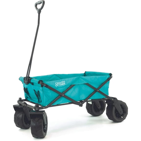 Creative Outdoor Heavy Duty Wagon All Terrain Beach Cart, 200lbs Capacity, Big 10 Wheels, Teal