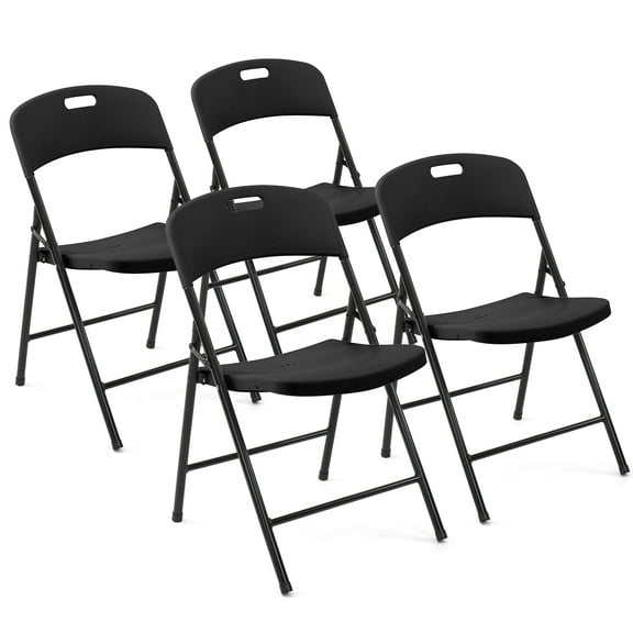 Creative Outdoor Portable Plastic Folding Chairs 4 Pack 500-lb Capacity Outdoor Chair, Black