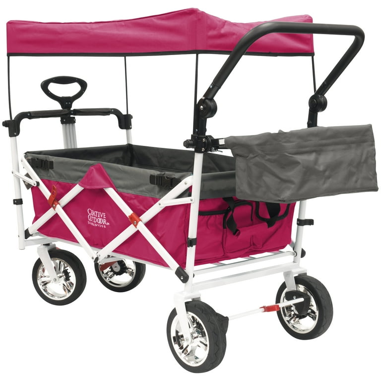 Creative Outdoor Foldable Push Pull Pink Wagon Stroller Cart with