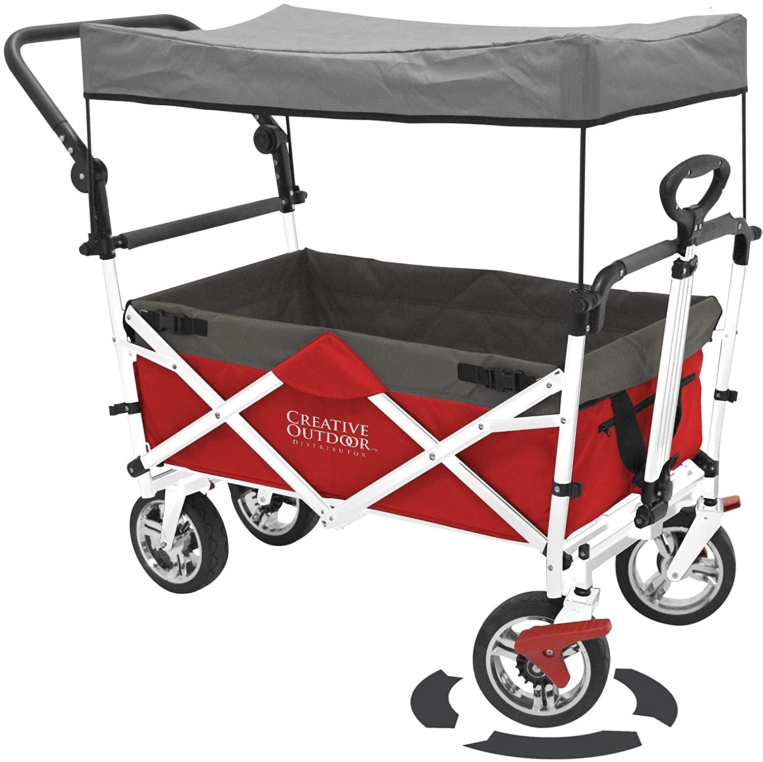 Creative Outdoor Push Pull Collapsible Folding Wagon Stroller Cart for Kids | Red