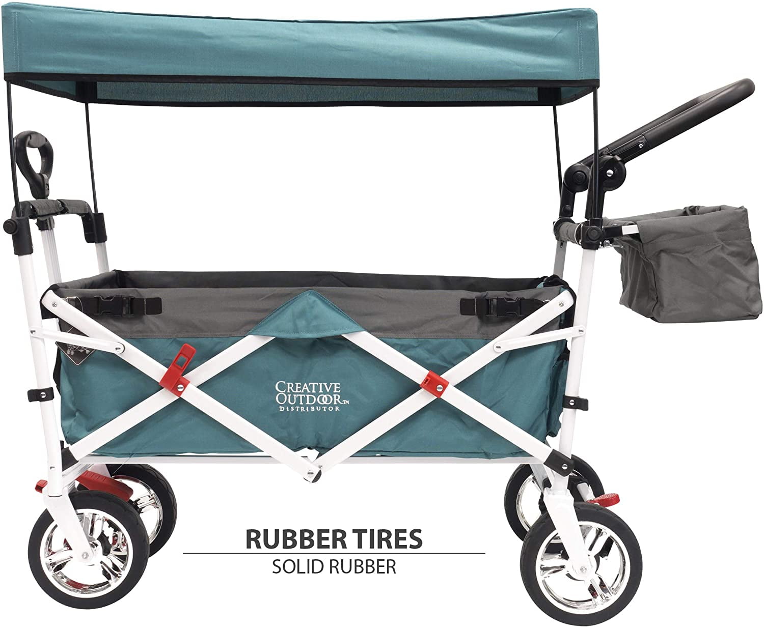 Creative Outdoors Push Pull Collapsible Folding Wagon| Teal