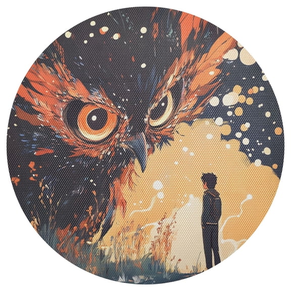 Creative Owl 15.4in Diameter PVC Plate Mat, Heat-Resistant and Cuttable, Kitchen Decor