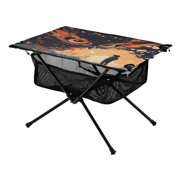 Creative Owl Galaxy Pine Tree Xmas Painting Christmas Kids Camping Tables Folding Table for Children 23.6x15.7in 600D Oxford Fabric 110lb Capacity