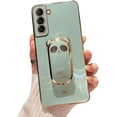 thumbnail image 1 of Creative Panda Folding Bracket Phone Case with Invisible Bracket, Cute Cartoon, Full Coverage Anti-Fall, for Samsung Galaxy S23 S22 S21 S20 Phone Case (Green,S21 FE), 1 of 8