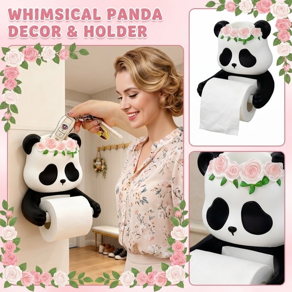Creative Panda Roll Paper Holder Cartoon Panda Statue for Desktop and Bathroom Decor, Fashionable Home Ornament, Perfect Easter Decorations and Housewarming Gift, 1pc, A