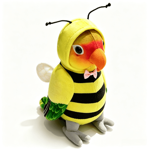 Creative Parrot Stuffed Animal Doll -7.9 '' Fun Parrot Cross Dressing Bee Plush Toy Gift for Birthdays, Home Decor