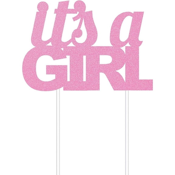 Creative Party It�'s A Girl Glitter Plastic Cake Topper