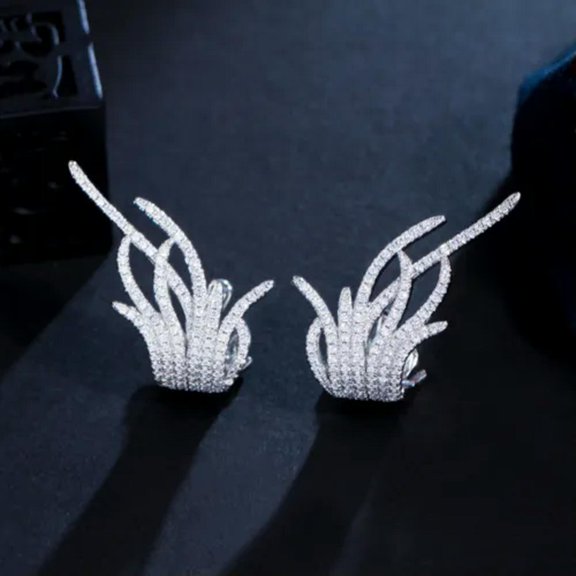Creative Pave CZ Big White Gold Stud Earrings for Women Cocktail Party Jewelry
