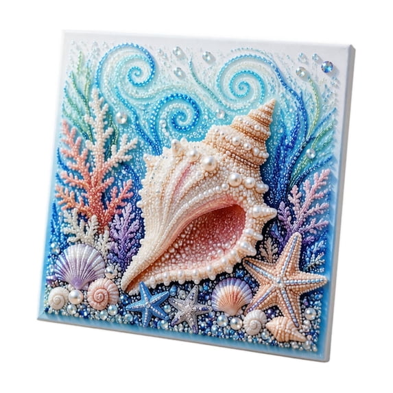 Creative Pearl Painting DIY Kit Ocean Theme, Marine Life Diamond Art Craft Set with Crystal Beads, DIY Wall Hanging Decor, Fun Handmade Hobby Activity,B