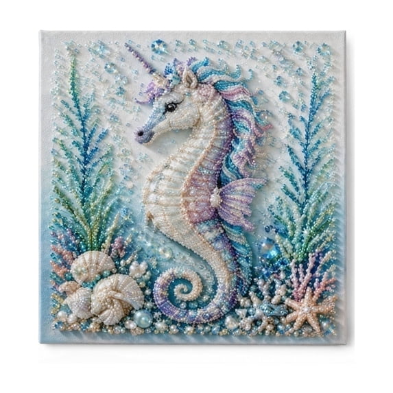 Creative Pearl Painting DIY Kit Ocean Theme, Marine Life Diamond Art Craft Set with Crystal Beads, DIY Wall Hanging Decor, Fun Handmade Hobby Activity,F