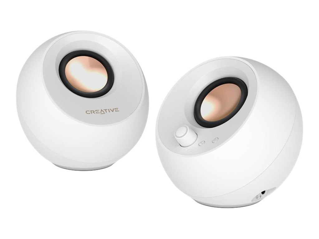 Creative Pebble Pro - Speakers - for PC - 2.0-channel - wireless - Bluetooth - USB - 30 Watt (total) - white