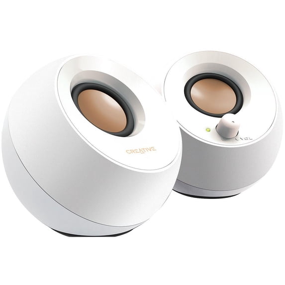 Creative Pebble 2.0 USB-Powered Desktop Speakers with Far-Field Drivers - White