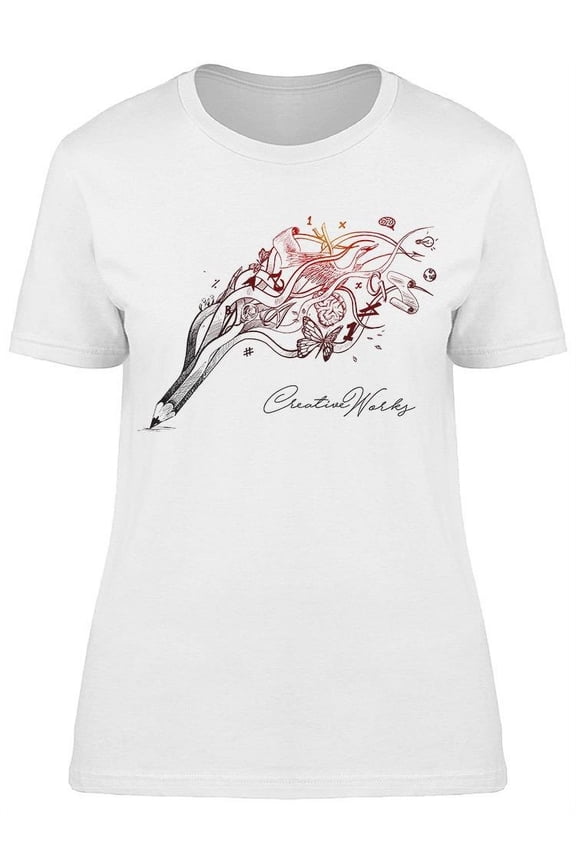 Creative Pencil Design T-Shirt Women -Image by Shutterstock, Female x-Large