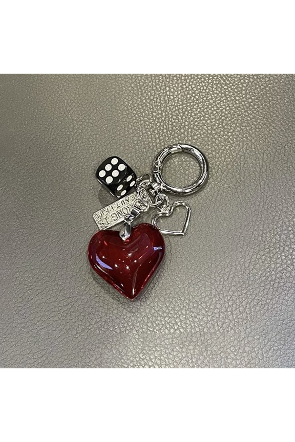 Creative Personality Black White Dice Keychains Beaded Bow Pendant Heart Keyring Exquisite Backpack Decoration Accessories Gifts