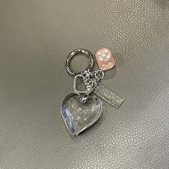 Creative Personality Black White Dice Keychains Beaded Bow Pendant Heart Keyring Exquisite Backpack Decoration Accessories Gifts