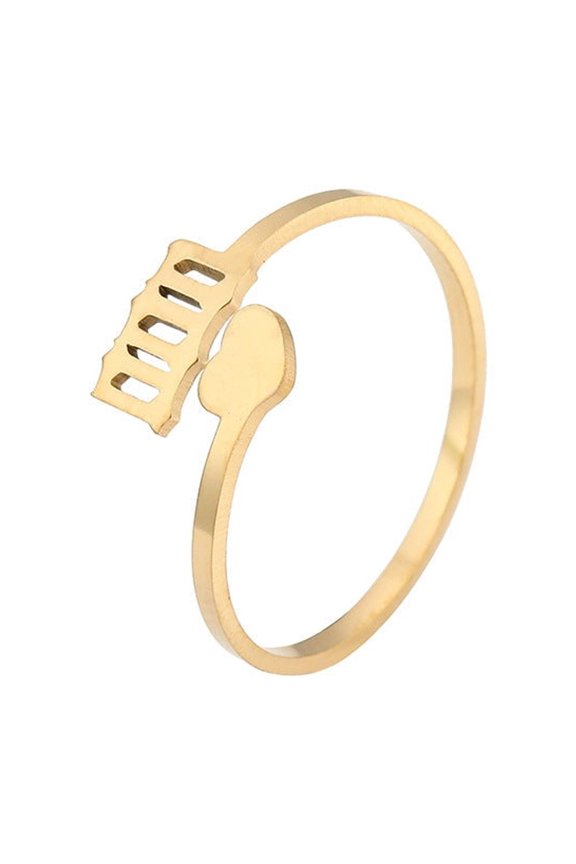 Stainless Steel Number Ring Personalized Fashion Minimalist Ring Electroplated Steel Band in Gold Finish or Silver Finish Number Jewelry