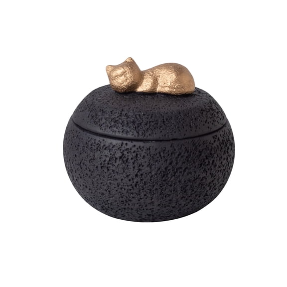 Creative Pet Memorial Ash Container, Cat-Shaped Cremation Urn for Cats, Black Ceramic Pet Keepsake Box with Lid, Honoring Beloved Feline Companions