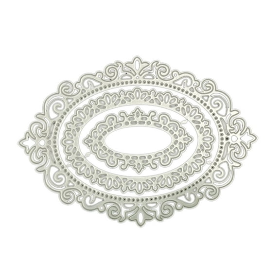 Creative Photo Frame Die Cut Oval Lace Border Cutting Die Embossing Stencil for Scrapbook Album Paper Card Art C