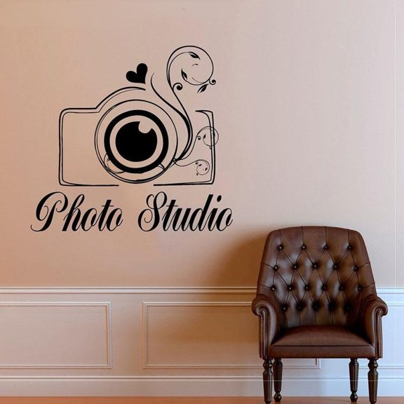 Creative Photo Studio Wall Decals Camera Art Flower Love Vinyl Home Decor Wall Stickers Interior Decoration Removable Mural 63x57cm