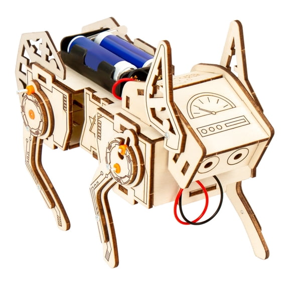Creative Physics Educational Robot Toy Fun Physics Experiment Wooden Robotic Pet Dog That Moves With Sound