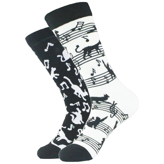 Creative Piano Crew Socks Note Mid-Calf Socks AB Asymmetrical Happy Socks Funny Cotton Socks Unisex Crew Socks Novelty Socks