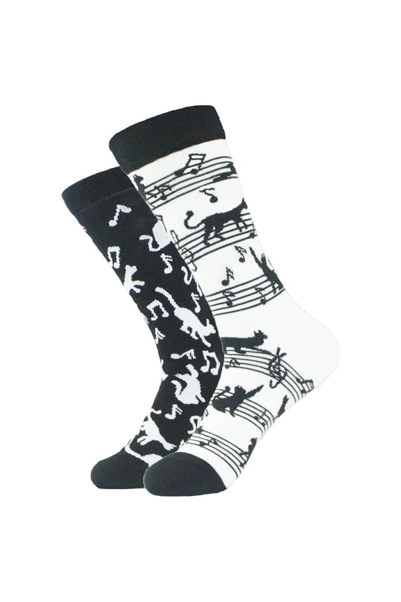 Creative Piano Crew Socks Note Mid-Calf Socks AB Asymmetrical Happy Socks Funny Cotton Socks Unisex Crew Socks Novelty Socks
