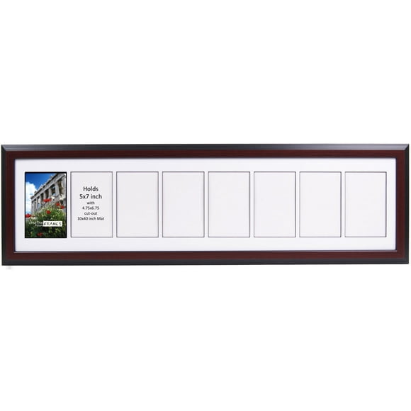 Creative Picture Frames 5 by 7 Inch Multi Opening Collage Picture Frames with Full Strength Glass and 1 1/2 Wood Molding - Alphabet Photiography - Wedding Photos (Mahogany w/ White, 8 opening)