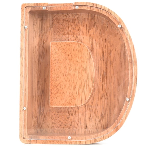 Creative Piggy Bank Nordic Style Wooden Letter Piggy Bank Thickness 1.78in/1.2in,Brown,Wooden,D,Thickness 1.8in