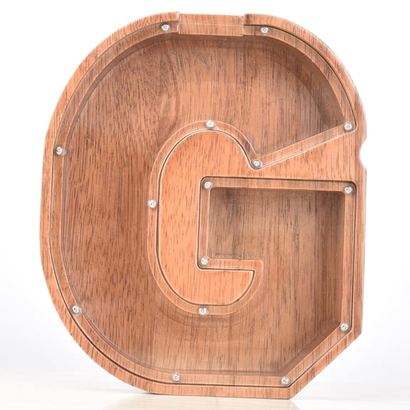 Creative Piggy Bank Nordic Style Wooden Letter Piggy Bank Thickness 1.78in/1.2in,Brown,Wooden,G,Thickness 1.2in