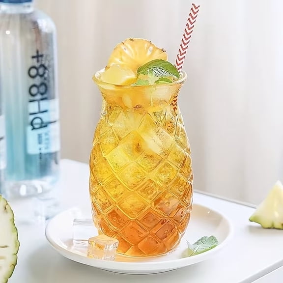 Creative Pineapple Shaped Glass Cup - Fun and Versatile Drinkware for Iced Coffee, Fruit Tea, and Cocktails