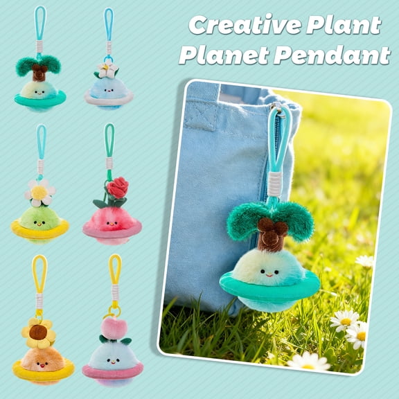 Creative Plant Planet Hanging Ornament A - Original 3D Design With Plant & Planet Patterns For Mini Indoor Wall Desk Decoration Approx 3Inch Tall - For Home Office Living Room