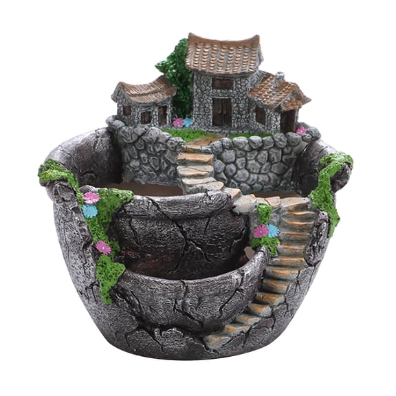 Creative Plant Pot,Simulation House Planter for Indoor Outdoor,Small Garden Ornament Plant Pots with Classic Finish,Durable & Weather Resistant for Yard Garden Home Decor