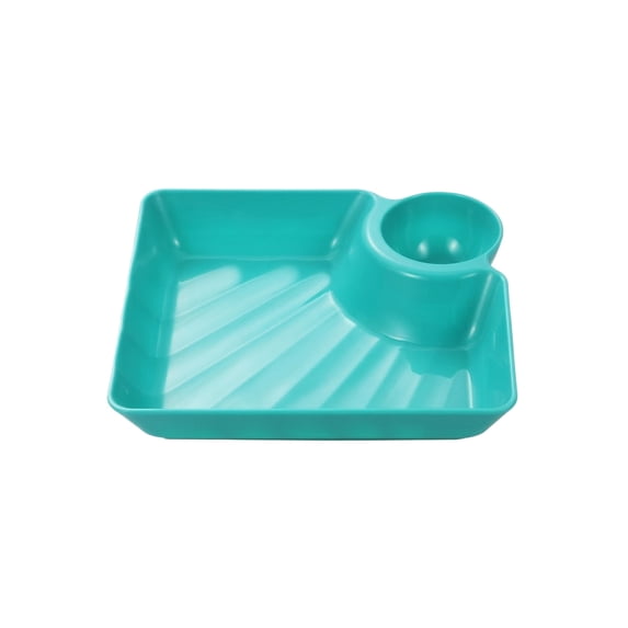 Creative Plastic Dumpling Plate with Integrated Dipping Sauce Dish, Divided Serving Tray for Fries and Fried Chicken, Multi-Functional Tableware