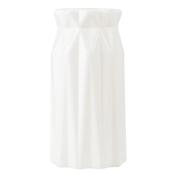 Creative Plastic Vase (White) - Modern Decorative Flower Pot, 9x18cm Shatterproof Hydroponic Vase for Home Living Room & Table Centerpiece