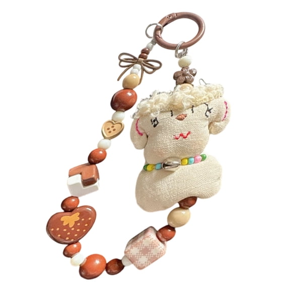 Creative Plush Lamb Keyring Heart Shaped PVC Charm For Friend Family