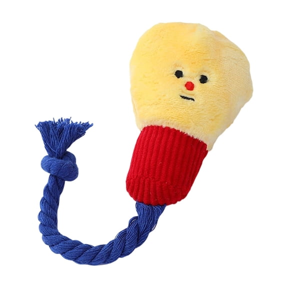 Creative Plush Light Bulb Dog Chew Toy with Squeaky Sound Pull of War Cotton Rope Teether Toy Promotes Bonding Exercise