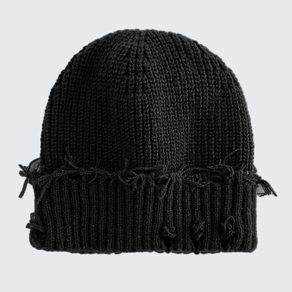 Creative Polyester Knitted Cap for Women's Casual Warm Outfits 04# Black Free