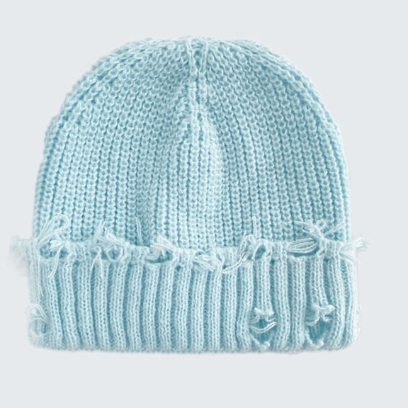 Creative Polyester Knitted Cap for Women's Casual Warm Outfits 04# Sky Blue Free