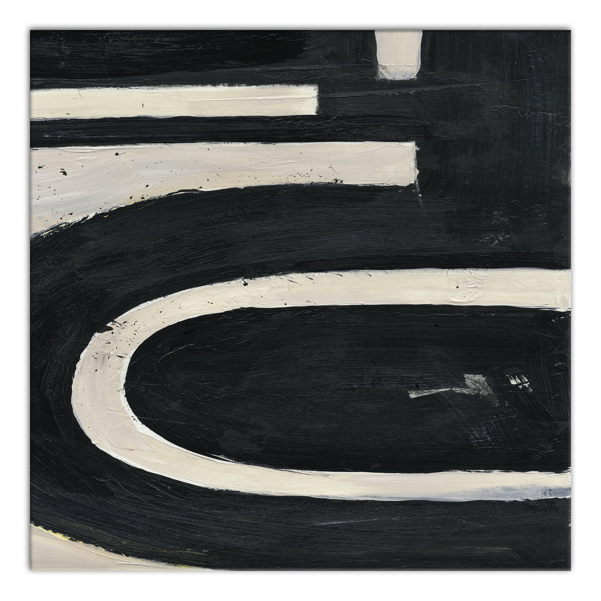 Abstract Black and Tan Canvas Wall Art 24 x 24 Inches