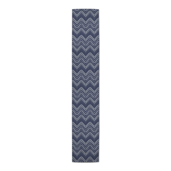 Creative Products Abstract Chevron Navy Blue 16x72 Poly Twill Table Runner
