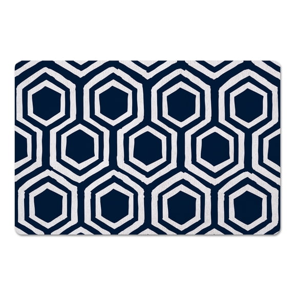 Creative Products Abstract Hexagons Navy 27x18 Floor Mat