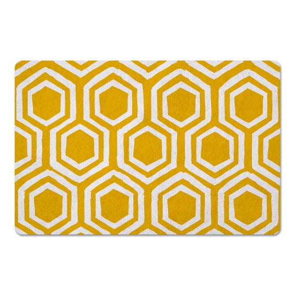 Creative Products Abstract Hexagons Yellow 27x18 Floor Mat