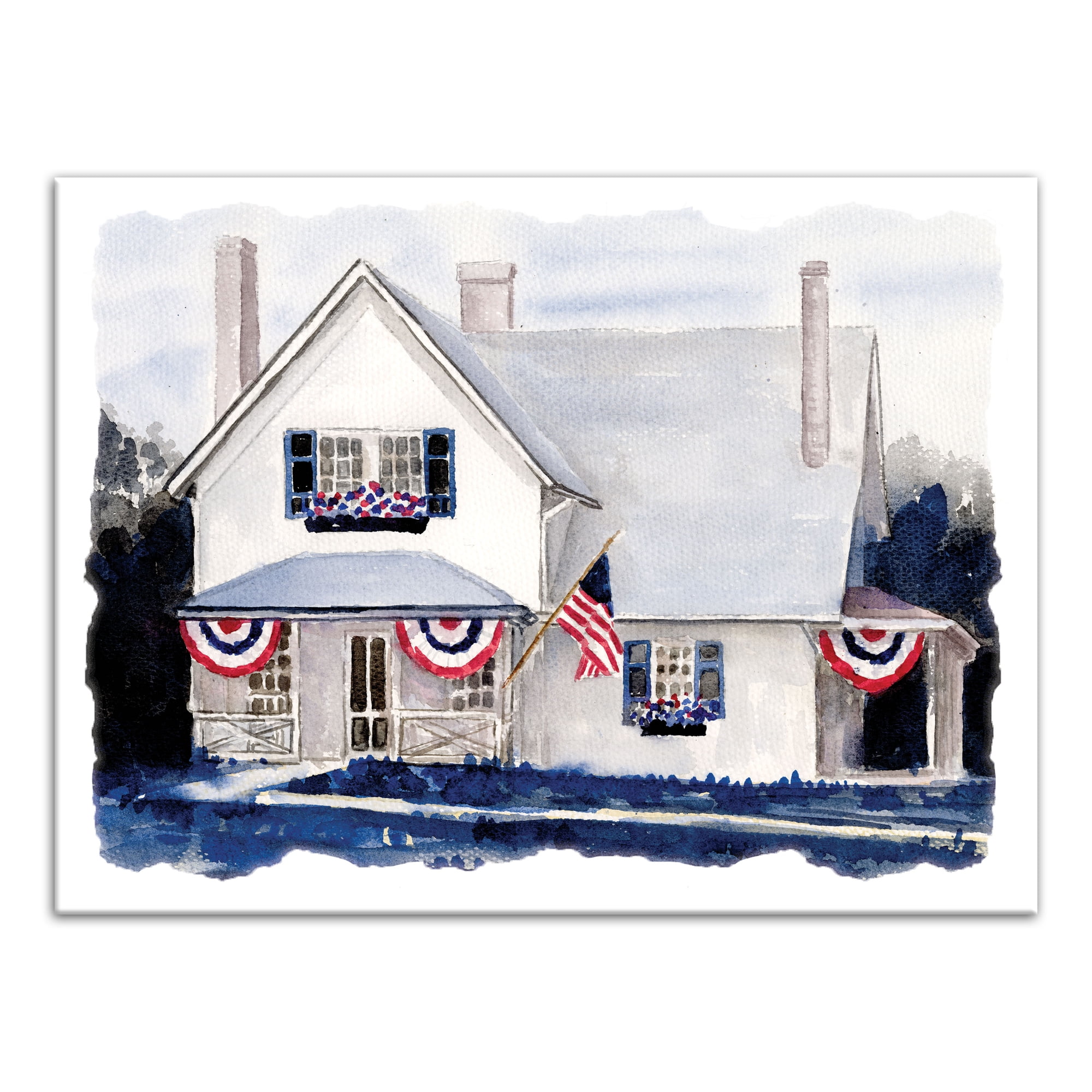 Patriotic American Home 24 x 18 Canvas Wall Art