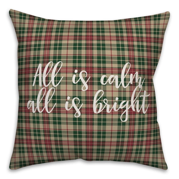 Creative Products All Is Calm, All Is Bright in Tartan Plaid 18x18 Spun Poly Pillow