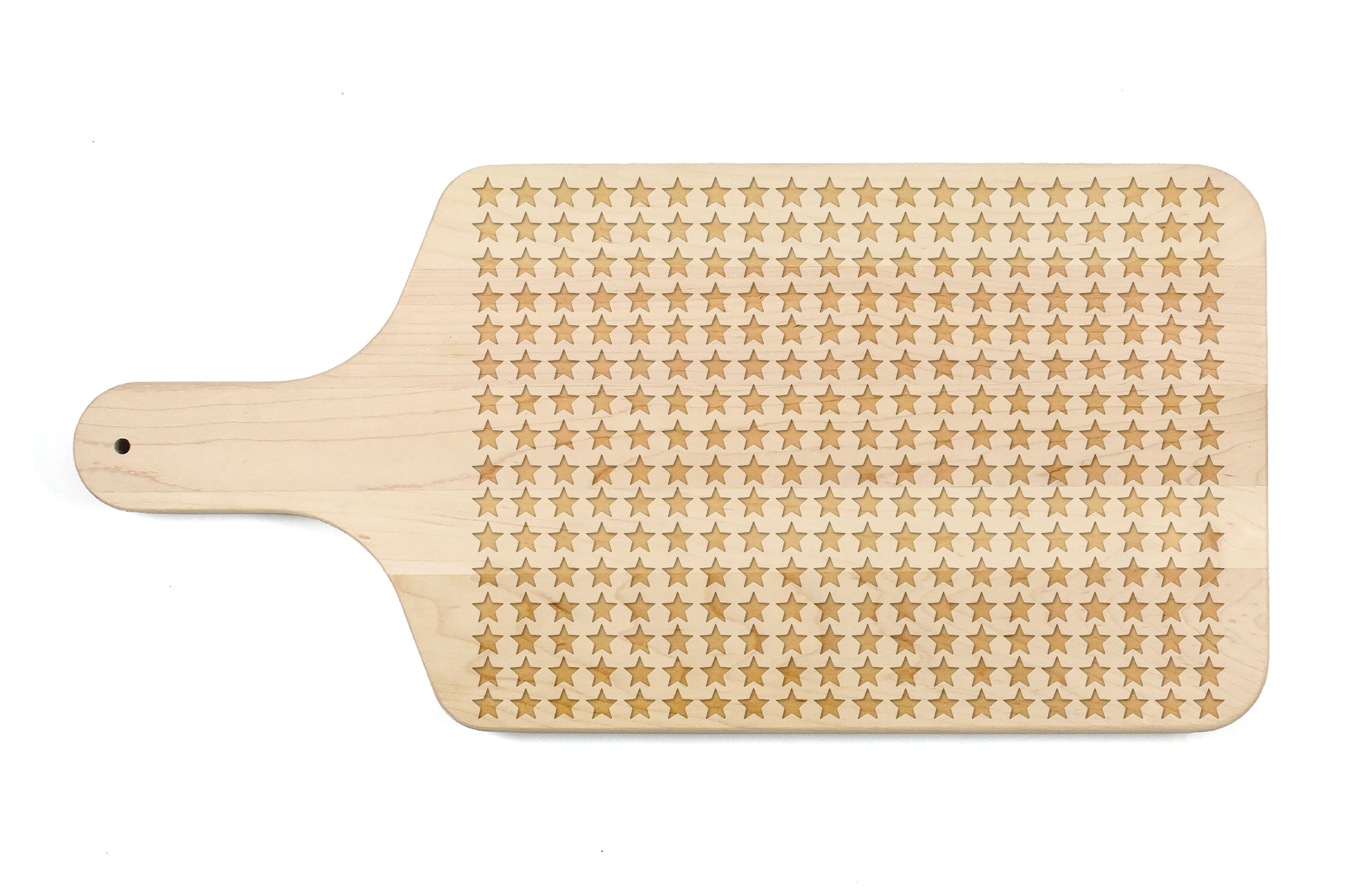Patriotic Maple Wood Paddle Cutting Board with Stars