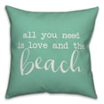 thumbnail image 1 of Creative Products All You Need is Love and a Beach Script Mint 16x16 Indoor / Outdoor Pillow, 1 of 2